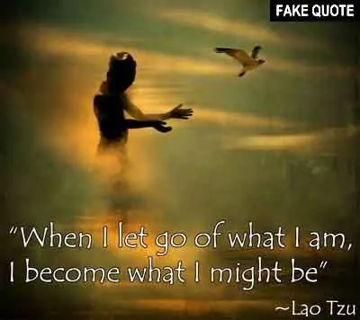 Fake Lao Tzu quote: When I let go of what I am...