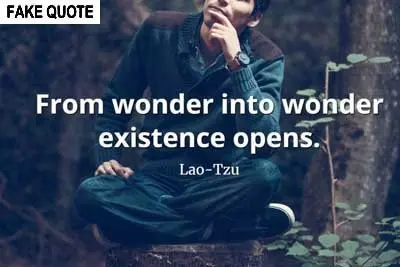 Fake Lao Tzu quote: From wonder into wonder existence opens.