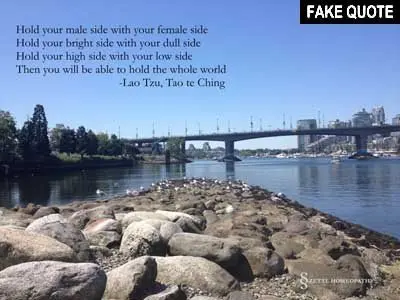 Fake Lao Tzu quote: Hold your male side with your female side...