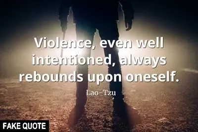 Fake Lao Tzu quote: Violence, even well intentioned, always rebounds upon oneself.