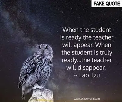 Fake Lao Tzu quote: When the student is ready the teacher will appear...